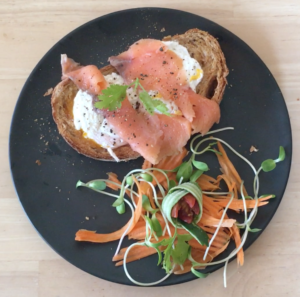 Poached Eggs sandwich with Salmon