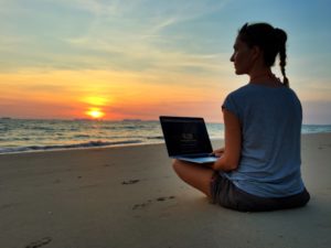 Working on the beach