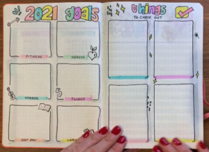 2021 goals & things to check out - bullet journal for 2021